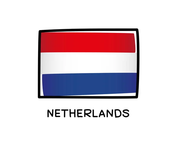 Nederlandse Vlag Nederlandse Vlag Kleurrijk Logo Freehand Blauwe Witte Rode — Stockvector