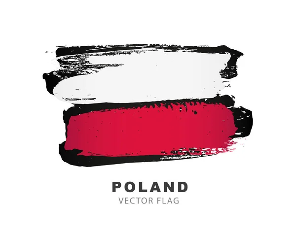 Σημαία Πολωνίας Χειροποίητες Χρωματιστές Πινελιές Εικονογράφηση Διανύσματος Απομονωμένη Λευκό Φόντο — Διανυσματικό Αρχείο