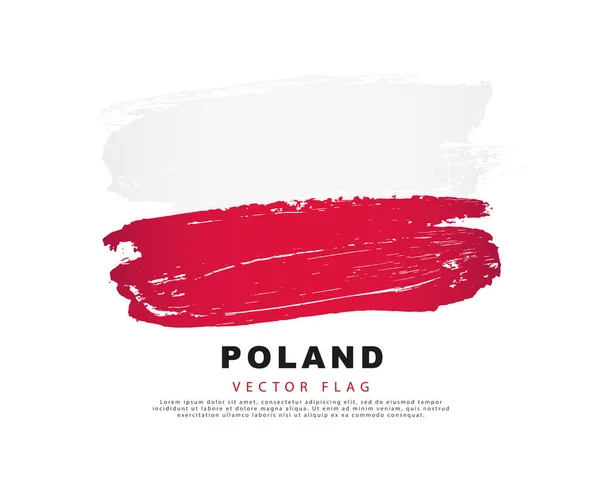 Bandiera Polonia Pennellate Rosse Bianche Disegnate Mano Illustrazione Vettoriale Isolata — Vettoriale Stock