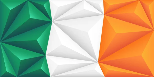 Abstract Polygonal Background Colorful Green White Orange Stripes Irish Flag — Stock Vector