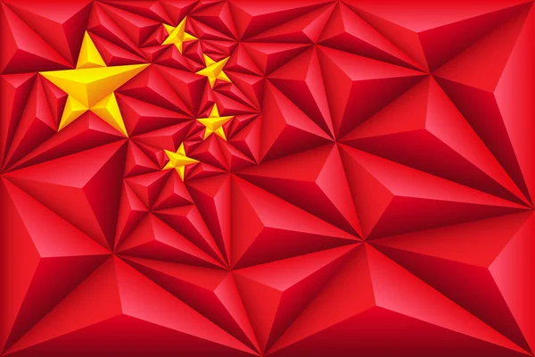 以五彩斑斓的红色和黄色的多边形和金字塔形式出现的多边形背景 中国的多边形国旗 矢量说明 — 图库矢量图片