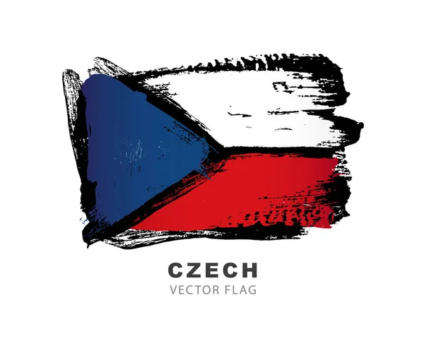 Bandera República Checa Pinceladas Pintadas Mano Ilustración Vectorial Aislada Sobre — Vector de stock