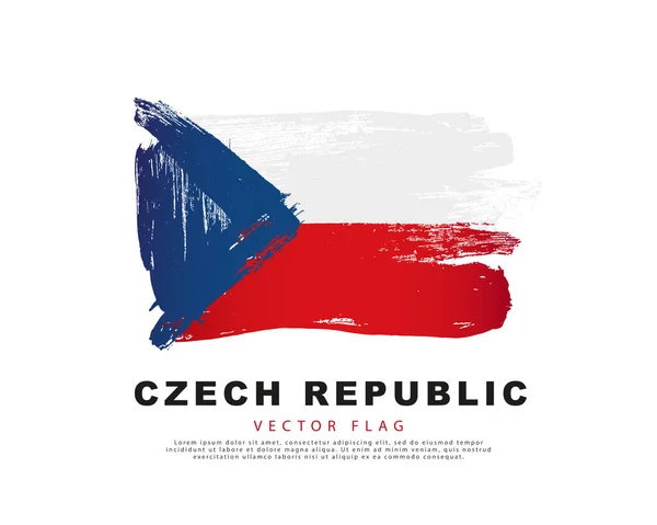 Czech Republic Flag Freehand Blue White Red Brush Strokes Vector — Stock Vector