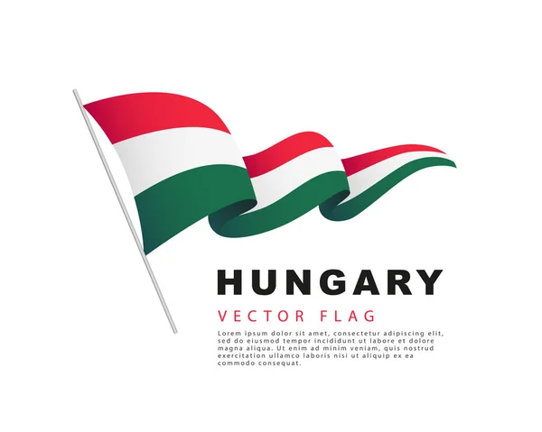 Bandiera Ungherese Pende Pennone Sventola Nel Vento Illustrazione Vettoriale Isolata — Vettoriale Stock