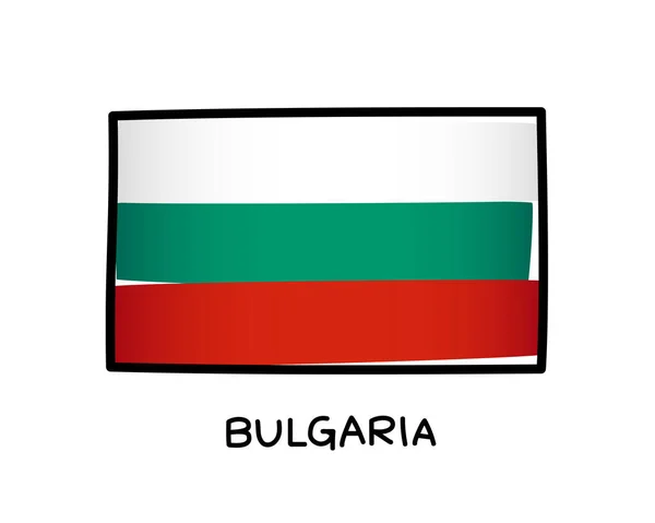 Bandera Búlgara Bandera Bulgaria Logotipo Colorido Pinceladas Blancas Verdes Rojas — Vector de stock