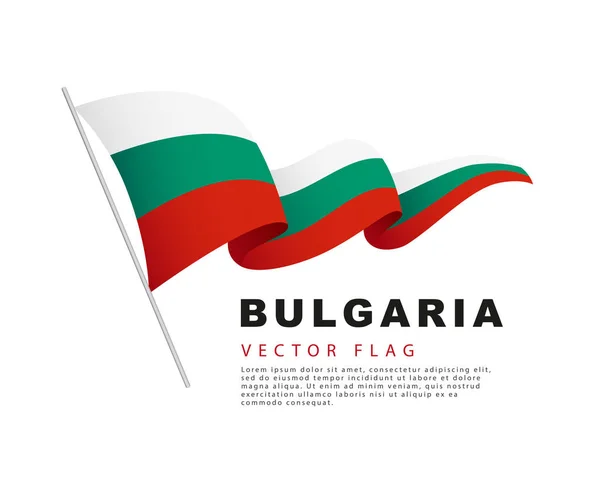 Bandiera Della Bulgaria Pende Pennone Sventola Nel Vento Illustrazione Vettoriale — Vettoriale Stock