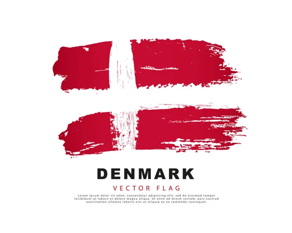 Bandera Dinamarca Pinceladas Rojas Blancas Dibujadas Mano Ilustración Vectorial Aislada — Vector de stock