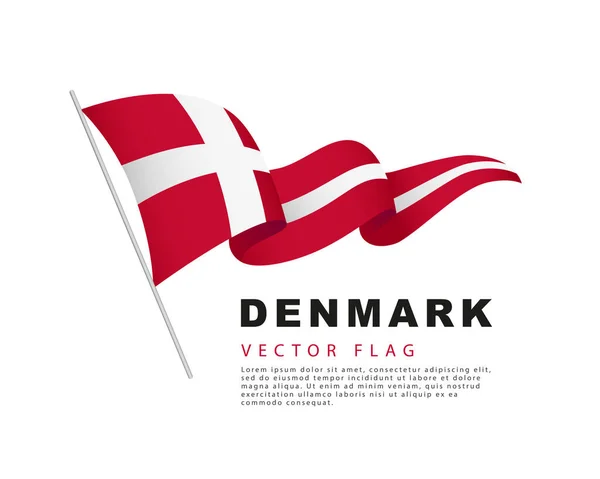 Bandiera Della Danimarca Pende Pennone Sventola Nel Vento Illustrazione Vettoriale — Vettoriale Stock