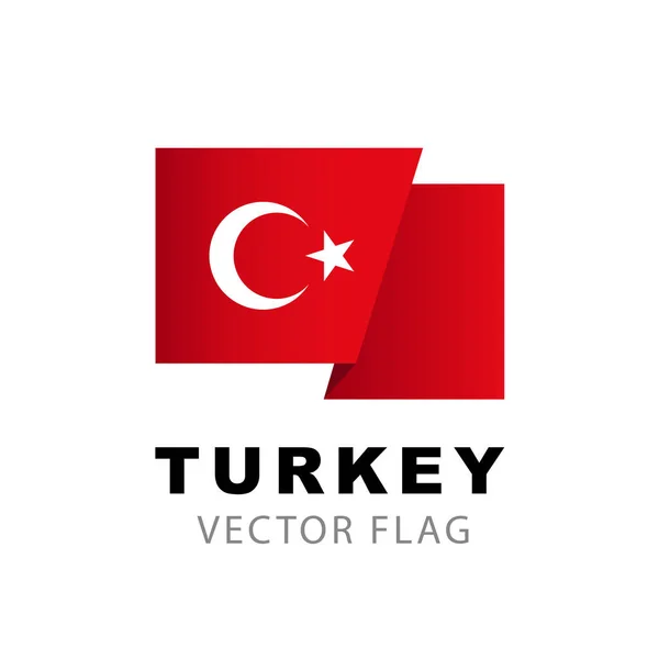 Kalkonflagga Vektor Illustration Isolerad Vit Bakgrund Turkisk Flagga Färgglada Logotyp — Stock vektor