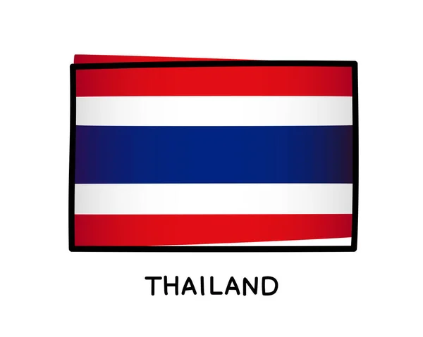 Thajská Vlajka Thajská Vlajka Barevné Logo Freehand Červené Bílé Modré — Stockový vektor