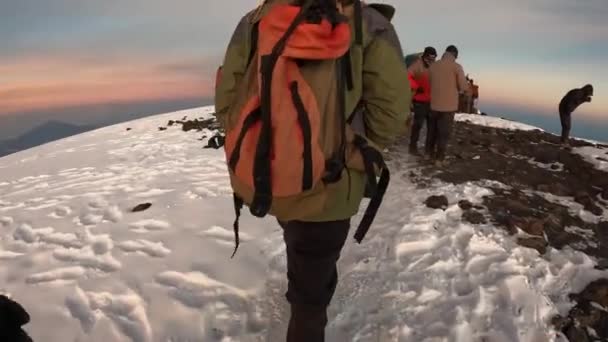 Kilimanjaro Tanzania Januari 2022 Wandelaars Klimmers Samen Met Hun Zwarte — Stockvideo