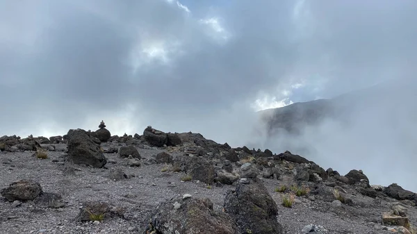 多雾的山景 坦桑尼亚美丽的自然 攀登乞力马扎罗山 — 图库照片