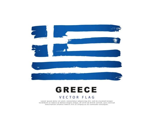 Прапор Греції Блакитні Білі Мазки Пензля Візуальне Зображення Ізольоване Білому — стоковий вектор