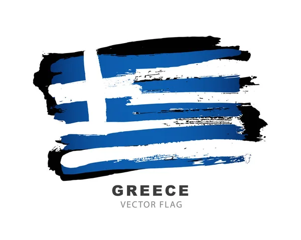 Flag Greece Colored Brush Strokes Drawn Hand Vector Illustration Isolated — Stock Vector