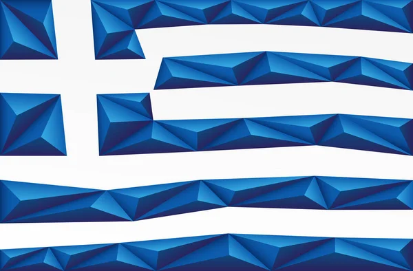 ギリシャ国旗のカラフルな青と白の縞模様の形をした多角形の背景 ギリシャの多角形の旗 ベクターイラスト — ストックベクタ