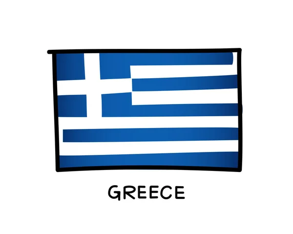 Flag Greece Colorful Greek Flag Logo Blue White Brush Strokes — Stock Vector