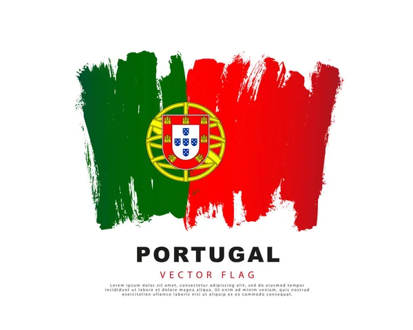 Прапор Португалії Зелені Червоні Мазки Пензля Намальовані Вручну Візуальне Зображення — стоковий вектор