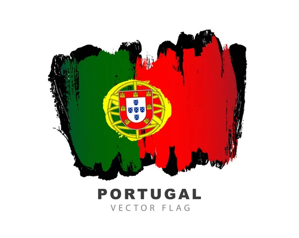 Vlag Van Portugal Gekleurde Penseelstreken Met Hand Getekend Vector Illustratie — Stockvector
