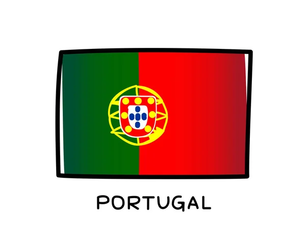 Vlag Van Portugal Kleurrijk Portugees Vlag Logo Groene Rode Penseelstreken — Stockvector