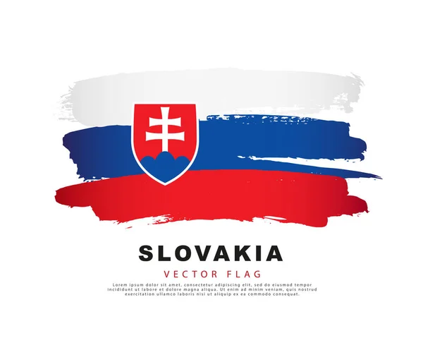 Slovakiens Flagga Vita Blå Och Röda Penseldrag Handritade Vektor Illustration — Stock vektor