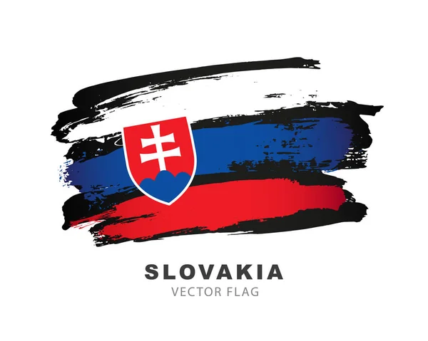 Flaga Słowacji Kolorowe Pociągnięcia Pędzla Narysowane Ręcznie Ilustracja Wektora Odizolowana — Wektor stockowy