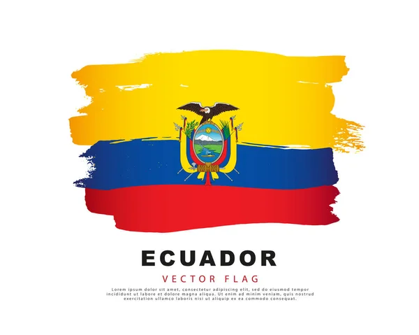 Bandera Ecuador Pinceladas Amarillas Azules Rojas Dibujadas Mano Ilustración Vectorial — Archivo Imágenes Vectoriales