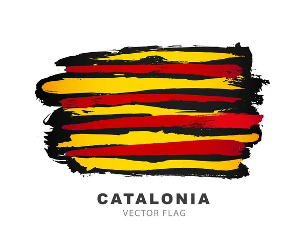 Bandera Cataluña Pinceladas Coloreadas Dibujadas Mano Ilustración Vectorial Aislada Sobre — Archivo Imágenes Vectoriales