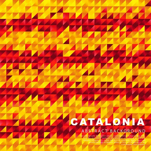 Bandera Cataluña Fondo Abstracto Pequeños Triángulos Forma Coloridas Rayas Rojas — Archivo Imágenes Vectoriales