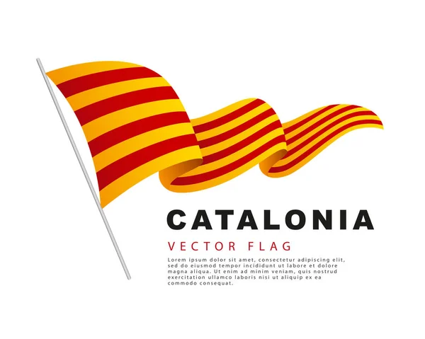 Flag Catalonia Hangs Flagpole Flutters Wind Vector Illustration Isolated White — Stock Vector