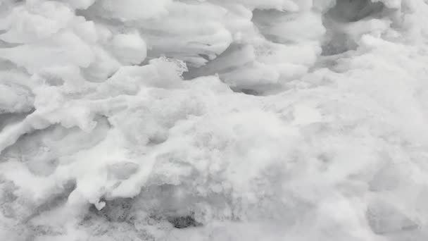 Close Snow Covered Surface One Weathering Pillars Komi Republic Russia — 图库视频影像