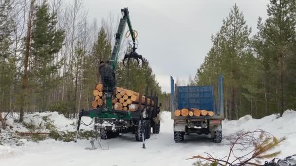 Khanty Mansi Autonomous Okrug Russia March 2022 Forestry Equipment Forwarder — Stockvideo