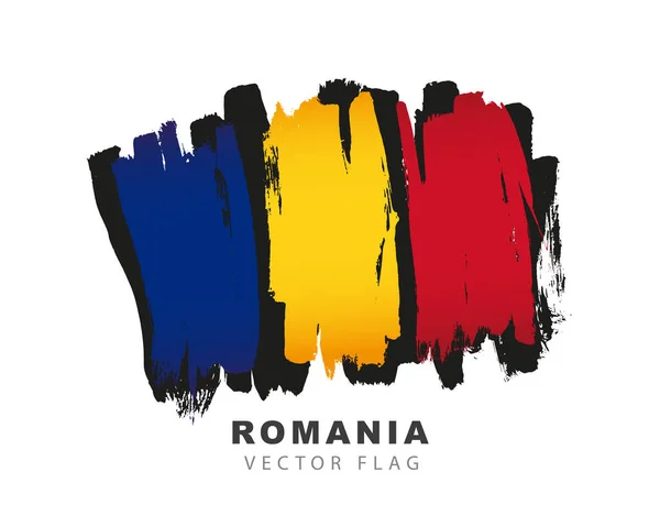 Flag Romania Colored Brush Strokes Drawn Hand Vector Illustration Isolated — 图库矢量图片