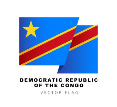 Flag of the Democratic Republic of the Congo. Vector illustration isolated on white background. Colorful logo.