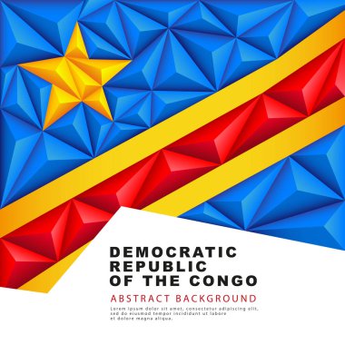 Polygonal flag of the Democratic Republic of the Congo. Vector illustration. Abstract background in the form of colorful blue, red and yellow stripes.