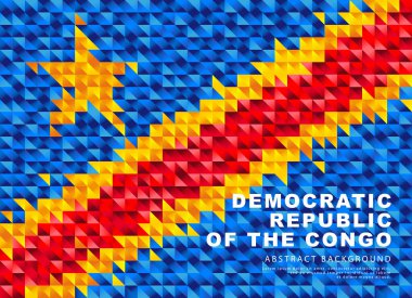 Flag of the Democratic Republic of the Congo. Abstract background of small triangles in the form of colorful blue, red and yellow stripes. Vector illustration.