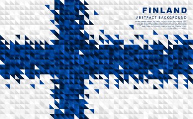 Flag of Finland. Abstract background of small triangles in the form of colorful blue and white stripes of the Finnish flag. Vector illustration.