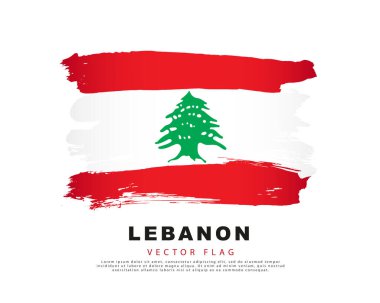 Flag of Lebanon. Red and white brush strokes, hand drawn. Vector illustration isolated on white background. Colorful Lebanese flag logo.