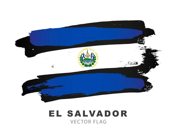 Flag Salvador Colored Brush Strokes Drawn Hand Vector Illustration Isolated — Stock Vector