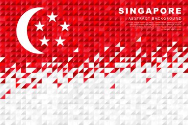 Flag of Singapore. Abstract background of small triangles in the form of colorful red and white stripes of the Singapore flag. Vector illustration.