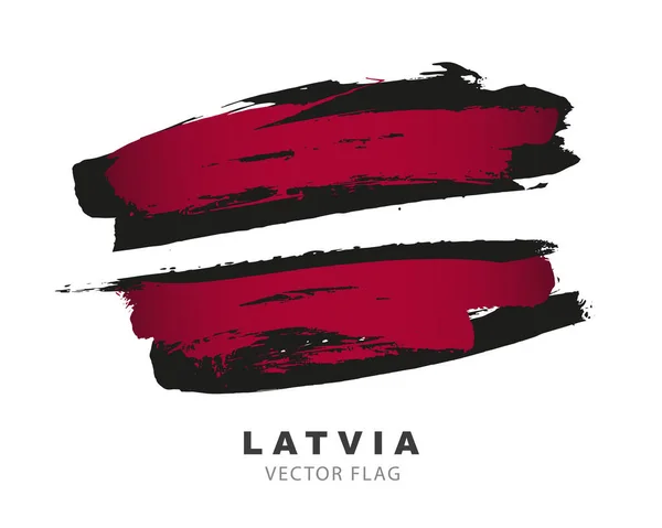 Flag Latvia Colored Brush Strokes Drawn Hand Vector Illustration Isolated — Stockový vektor