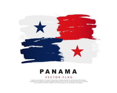 Flag of Panama. blue6 white and red brush strokes, hand drawn. Vector illustration isolated on white background. Colorful Panamanian flag logo.