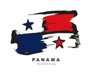 Flag of Panama. Colored brush strokes drawn by hand. Vector illustration isolated on white background. Colorful Panamanian flag logo.