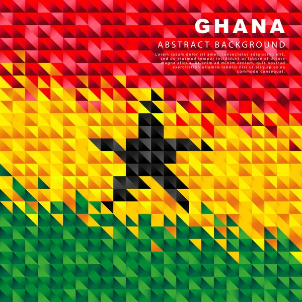 The flag of Ghana. Abstract background of small triangles in the form of colorful red, yellow and green stripes of the Ghanaian flag. Vector illustration.