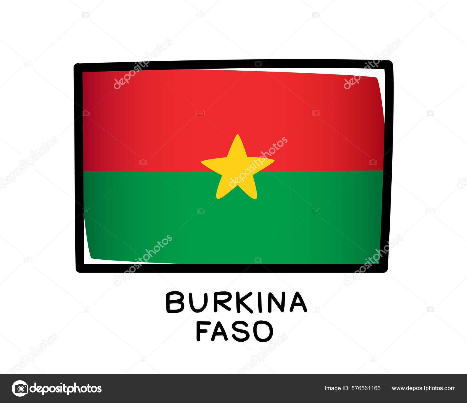Flag Burkina Faso Colorful Logo Flag West Africa Red Green Stock Vector