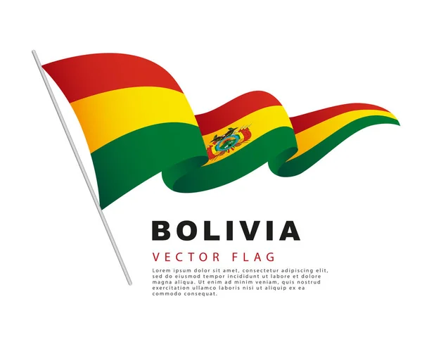 Vlajka Bolívie Visí Stožáru Třepotá Větru Vektorová Ilustrace Izolovaná Bílém — Stockový vektor