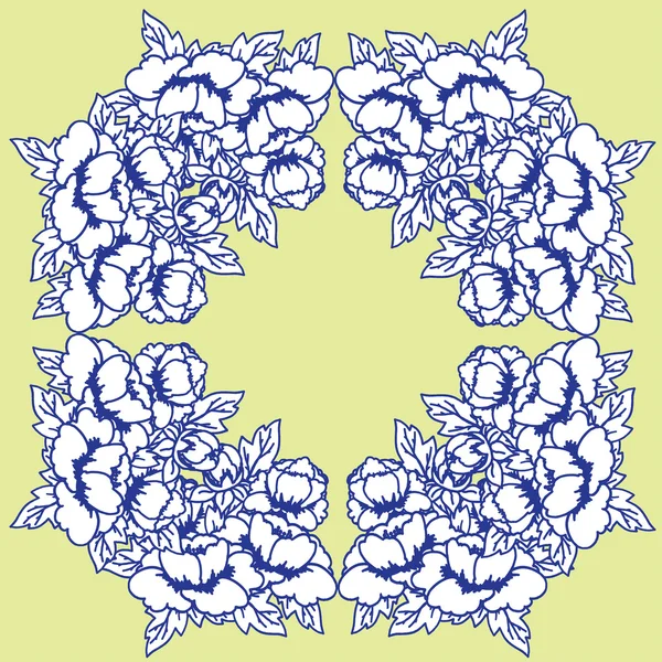 Une couronne de pivoines — Image vectorielle