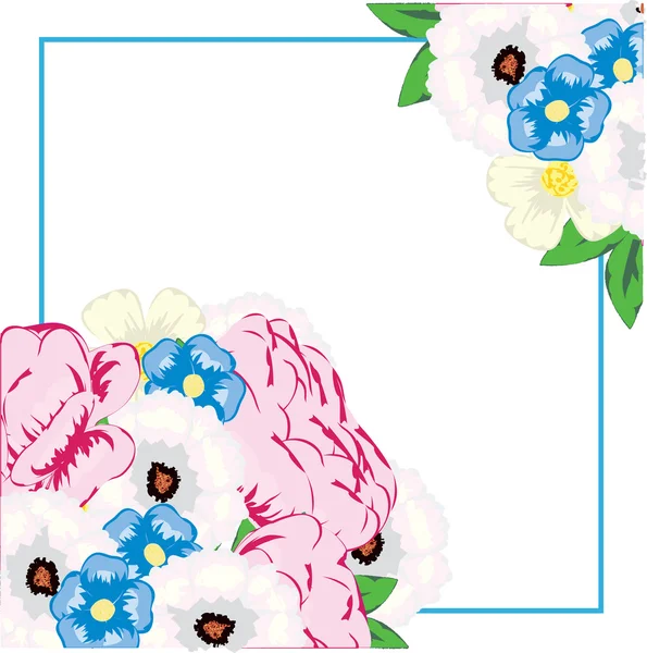 Frame with a bouquet of peonies — Stock Vector
