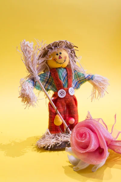 Scarecrow and flower — Stock Photo, Image