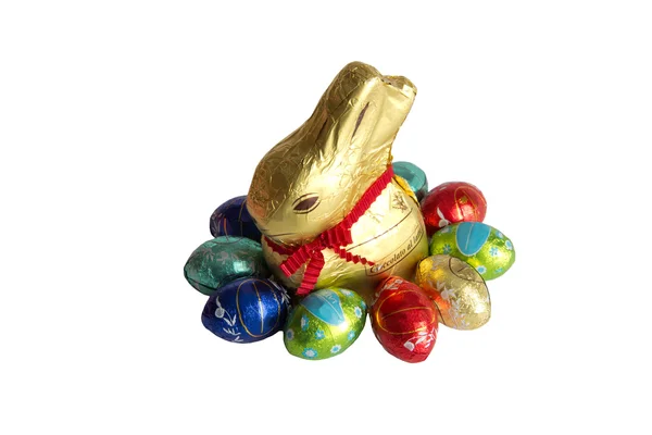 Easter eggs and rabbit — Stock Photo, Image