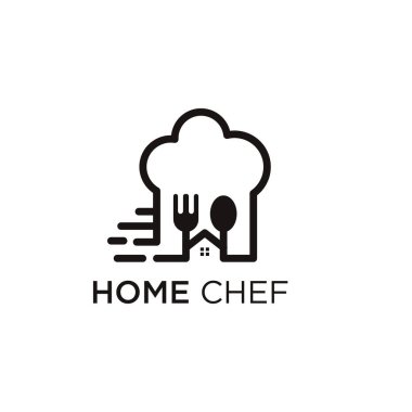 Ev aşçısı şef logo tasarım vektör şablonu tamamen düzenlenebilir